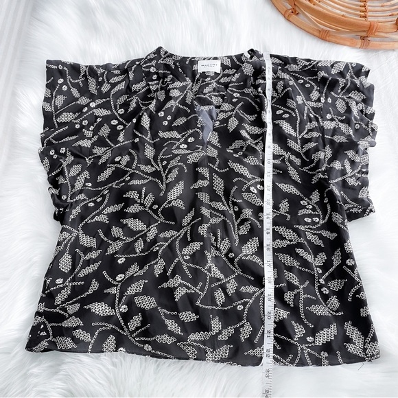 Isabel Marant Étoile Delocia Floral Blouse in Black V-neck Flutter Sleeves - Picture 14 of 16